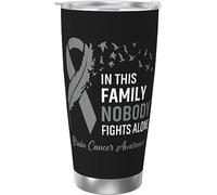 Melbrakin En esta familia No One Fights Alone Cinta de concienciación sobre el cáncer de cerebro Vaso aislado al vacío de acero inoxidable Tazas de café de 20 oz Taza de viaje Taza de agua