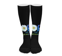 Melbrakin Esperanza de una cura: Flor de concientización sobre enfermedades raras Calcetines de compresión para mujer y hombre, calcetines altos hasta la rodilla para correr y viajar.