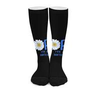 Melbrakin Esperanza de una cura Flor de concientización sobre la diabetes Calcetines de compresión para mujer y hombre, calcetines altos hasta la rodilla para correr y viajar.