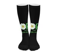 Melbrakin Esperanza de una cura: Flor de concientización sobre la parálisis cerebral Calcetines de compresión para mujer y hombre, calcetines altos hasta la rodilla para correr y viajar.
