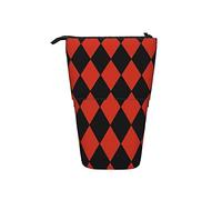 Melbrakin Estuche de lápices telescópico Negro y Rojo Harlequin Diamonds, Organizador de pie, Bolsa de cosméticos, Bolsa de Maquillaje, Estuche de bolígrafo de papelería