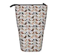Melbrakin Estuche para lápices Doxie Coastal Dogs at The Coast Summer Sand, Estuche para lápices con Soporte, Estuche telescópico para lápices, Soporte para lápices, Estuche para bolígrafos