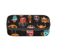 Melbrakin Estuche para lápices Tribal étnico Ritual Africano de Gran Capacidad para niñas y niños con Estampado de poliéster para la Escuela y la Oficina
