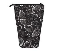 Melbrakin Estuche telescópico Grande con diseño de Perla de ostra, con líneas Dibujadas a Mano y Forma de ostra Natural