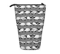 Melbrakin Estuche telescópico para lápices con diseño de Animales de Granja, Color Gris, para niños y ovejas