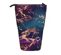 Melbrakin Estuche telescópico para lápices Marble Luxe Decor en Morado Oscuro y Verde Azulado con Dorado