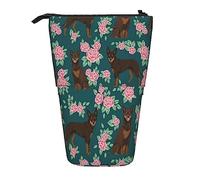 Melbrakin Estuche telescópico para lápices Verde con Rosas Kelpies Rojas y Fuego de Australian Kelpie Dog