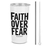Melbrakin Fe sobre el miedo Salmos 118 6 Inspirational_nobg Vaso aislado de acero inoxidable de 20 oz, taza de viaje al vacío de doble pared con tapa de popote para hombres y mujeres, regalos de café