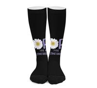 Melbrakin Flor de concientización sobre el cáncer de estómago: esperanza de una cura Calcetines de compresión para mujer y hombre, calcetines altos hasta la rodilla para correr y viajar.