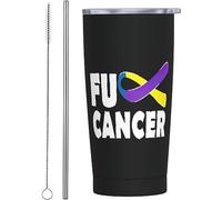 Melbrakin Fuck Bladder Cancer Awareness Ribbon 3 Vaso aislado al vacío de acero inoxidable Tazas de café de 20 oz Taza de viaje Taza de agua