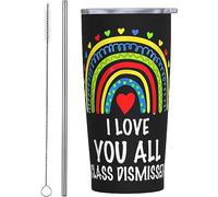 Melbrakin I Love You All Class Dismissed Last Day Of School Vaso aislado al vacío de acero inoxidable, tazas de café de 20 oz, taza de viaje, taza de agua