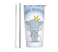 Melbrakin It'S A Boy Baby Shower 2023 Vaso con tapa y pajita Vaso de acero inoxidable con aislamiento al vacío de 20 oz Tazas de café reutilizables Taza de viaje