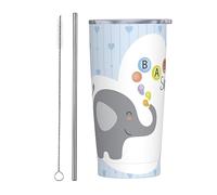Melbrakin It'S A Boy Baby Shower 2023 Vaso con tapa y pajita Vaso de acero inoxidable con aislamiento al vacío de 20 oz Tazas de café reutilizables Taza de viaje