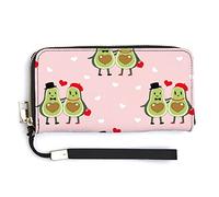 Melbrakin Lindo Aguacate Pareja Amor Cartera de Pulsera para Mujer Carteras de Gran Capacidad para Damas Bolsos de Embrague Largos Bolso de PU Impreso con Cremallera