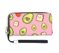 Melbrakin Lindo Patrón de Fresa de Aguacate Cartera de Mujer Carteras de Gran Capacidad para Damas Bolsos de Embrague Largos Bolso de PU Impreso con Cremallera