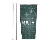 Melbrakin Pizarra telón de fondo Ecuaciones matemáticas Geometría Eje Arte Vaso con tapa y pajita Vaso de acero inoxidable con aislamiento al vacío de 20 oz Tazas de café reutilizables Taza de viaje