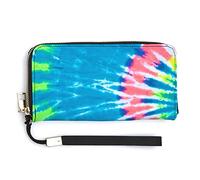 Melbrakin Psychedelic Swirl Tie Dye Cartera de Pulsera para Mujer Carteras de Gran Capacidad para Damas Bolsos de Mano Largos Bolso de PU Impreso con Cremallera