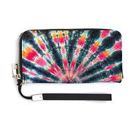 Melbrakin Psychedelic Tie Dye Art Cartera de Pulsera para Mujer Carteras de Gran Capacidad para Damas Bolsos de Mano Largos Bolso de Mano Impreso de PU con Cremallera
