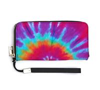 Melbrakin Psychedelic Tie Dye Cartera de Pulsera para Mujer Carteras de Gran Capacidad para Damas Bolsos de Mano Largos Bolso de Mano Impreso de PU con Cremallera