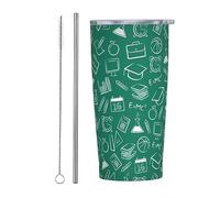 Melbrakin Vaso de bienvenida de regreso a la escuela con tapa y pajita, vaso aislado al vacío de acero inoxidable de 20 oz, tazas de café reutilizables, taza de viaje