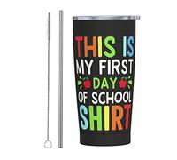Melbrakin Vaso de regreso a la escuela 2023 con tapa y pajita, vaso aislado al vacío de acero inoxidable de 20 oz, tazas de café reutilizables, taza de viaje