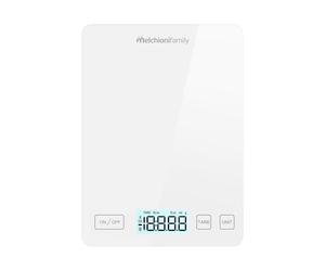 Melchioni Family | Balanza de cocina inteligente con aplicación, SMARTY, ultrafina de vidrio templado, báscula alimentaria inalámbrica hasta 5 kg, Color Blanco