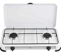 Melchioni Family | Cocina de Gas para Camping MINERVA 2 con 2 Quemadores, Cocina Portátil de GLP con Tapa, Grill y Quemadores Desmontables, Blanca