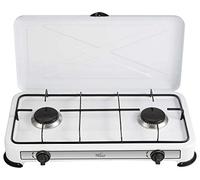 Melchioni Family 118360111 Gas para Camping Minerva 2 con 2, Cocina Portátil de GLP con Tapa, Grill y Quemadores Desmontables, Blanca, 2.2 W