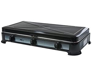 Melchioni Family Minerva 3 - Hornillo de gas 3 fuegos, acero esmaltado, potencia 2,9 kW, negro, 59,5 x 33,5 x 11 cm