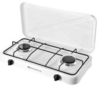 Melchioni Family | MINERVA NEW Cocina de Gas 2 Fuegos Blanca para Exterior | Acero Esmaltado, GLP, Tapa Protectora, Parrilla Extraíble, Llama Regulable