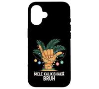 Mele Kaliki Shaka Sign Tropical Christmas Hawaiian Xmas Palm Carcasa para iPhone 16