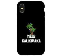 Mele Kalikimaka Christmas Hawaiian Palm Tree Xmas Lights Carcasa para iPhone X/XS