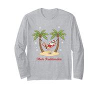 Mele Kalikimaka Hawaiano Navidad Santa Palmera Vacaciones Manga Larga