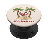 Mele Kalikimaka Hawaiano Navidad Santa Palmera Vacaciones PopSockets PopGrip Adhesivo