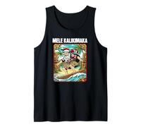 Mele Kalikimaka Navidad Hawaiana surfeando Papá Noel Camiseta sin Mangas