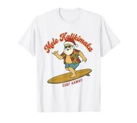 Mele Kalikimaka Surfing Santa Hawaii Navidad Retro Holiday Camiseta