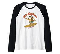 Mele Kalikimaka Surfing Santa Hawaii Navidad Retro Holiday Camiseta Manga Raglan