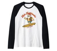 Mele Kalikimaka Surfing Santa Hawaii Navidad Retro Holiday Camiseta Manga Raglan