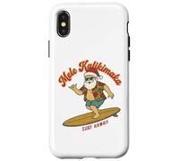Mele Kalikimaka Surfing Santa Hawaii Navidad Retro Holiday Carcasa para iPhone X/XS
