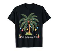Mele Kalikimaka Tropical Christmas Hawaiian Xmas Palm Tree Camiseta