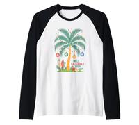 Mele Kalikimaka Tropical Christmas Hawaiian Xmas Palm Tree Camiseta Manga Raglan