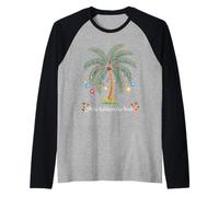Mele Kalikimaka Tropical Christmas Hawaiian Xmas Palm Tree Camiseta Manga Raglan