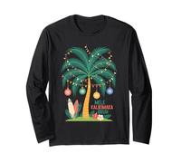 Mele Kalikimaka Tropical Christmas Hawaiian Xmas Palm Tree Manga Larga