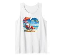 Mele Kalikimaka Tropical Santa Relajándose en la Playa Hawaii Camiseta sin Mangas