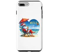 Mele Kalikimaka Tropical Santa Relajándose en la Playa Hawaii Carcasa para iPhone 7 Plus/8 Plus