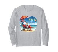 Mele Kalikimaka Tropical Santa Relajándose en la Playa Hawaii Manga Larga