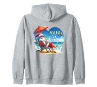 Mele Kalikimaka Tropical Santa Relajándose en la Playa Hawaii Sudadera con Capucha