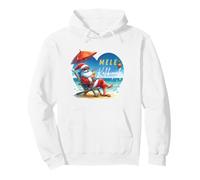 Mele Kalikimaka Tropical Santa Relajándose en la Playa Hawaii Sudadera con Capucha