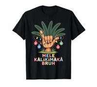 Mele KalikiShaka Sign Tropical Christmas Hawaiian Xmas Palm Camiseta