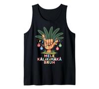 Mele KalikiShaka Sign Tropical Christmas Hawaiian Xmas Palm Camiseta sin Mangas